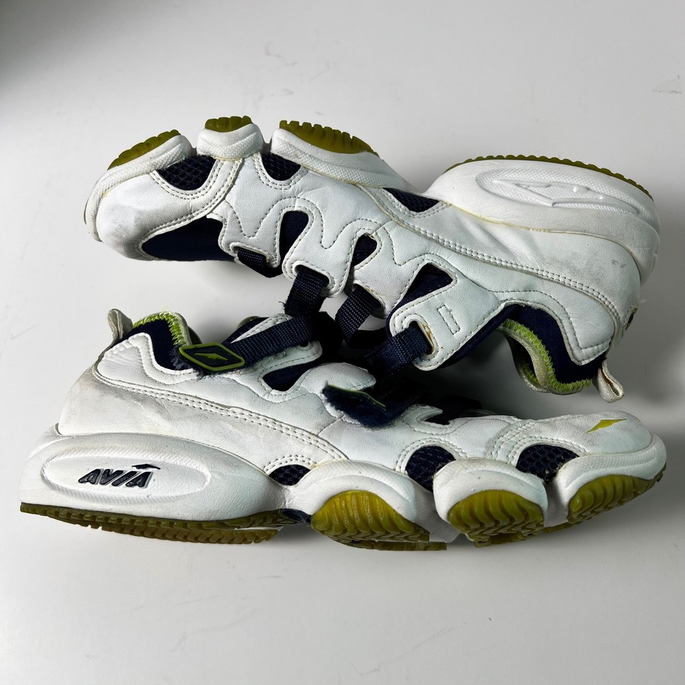 Avia 660 WWDK Vintage Chunky Sneakers White Navy Neon Lime Womens 9 90s Y2K